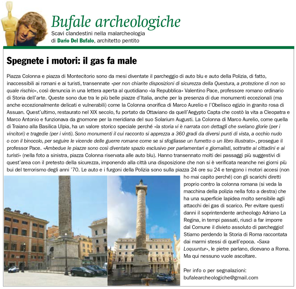 Spegnete i motori il gas fa male Dario Del Bufalo Bufale Archeologiche Il Giornale dell'Arte marzo 2021