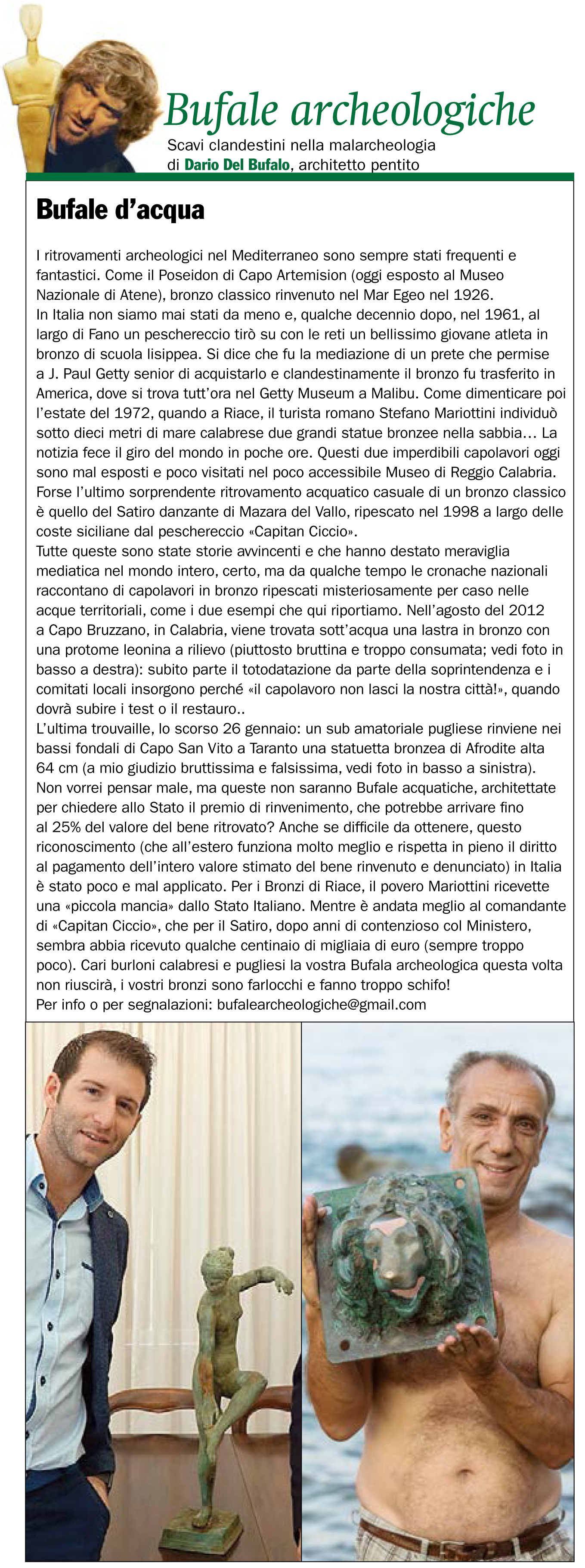 Bufale Archeologiche Giornale dell'Arte Marzo 2017 Dario Del Bufalo