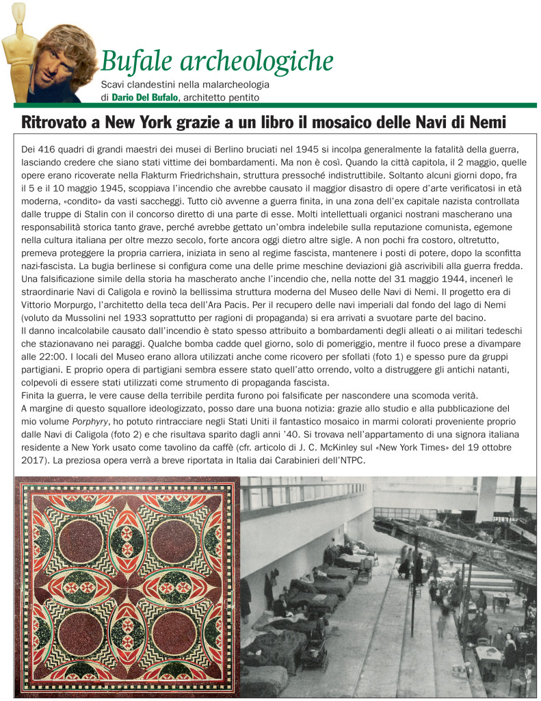 Ritrovato Mosaico Navi Nemi Giornale dell'arte Dario Del Bufalo
