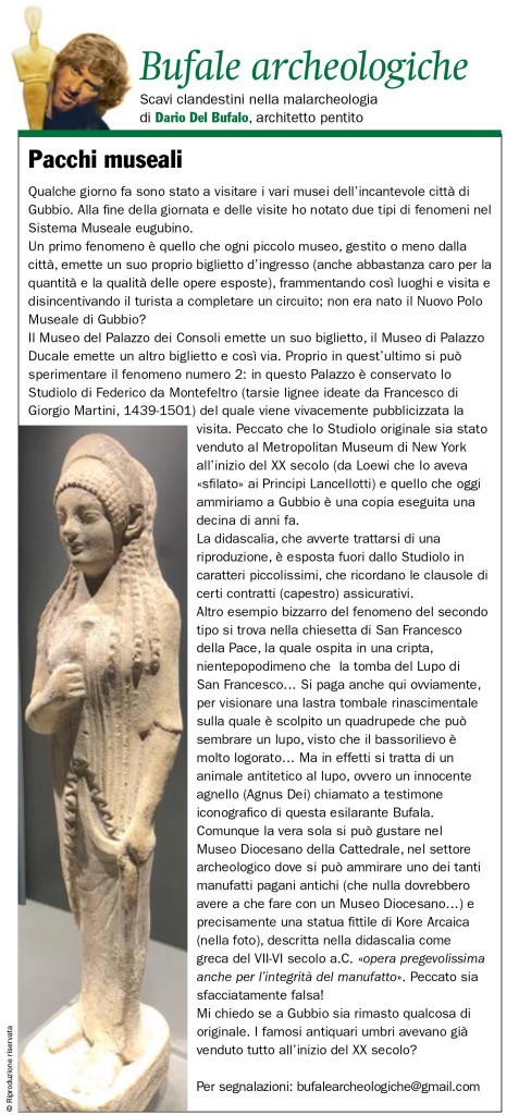 Pacchi museali Dario Del Bufalo Bufale archeologiche Giugno 2019 IlGiornaledellarte